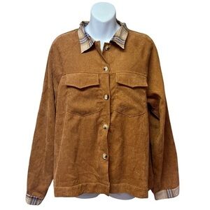 NWT - ROMWE Western Button Up - Corduroy and Plaid - Women's XL
